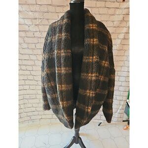 EUC Amanda Uprichard Brown Black Acrylic Warm Oversized Jacket Coat Size Medium